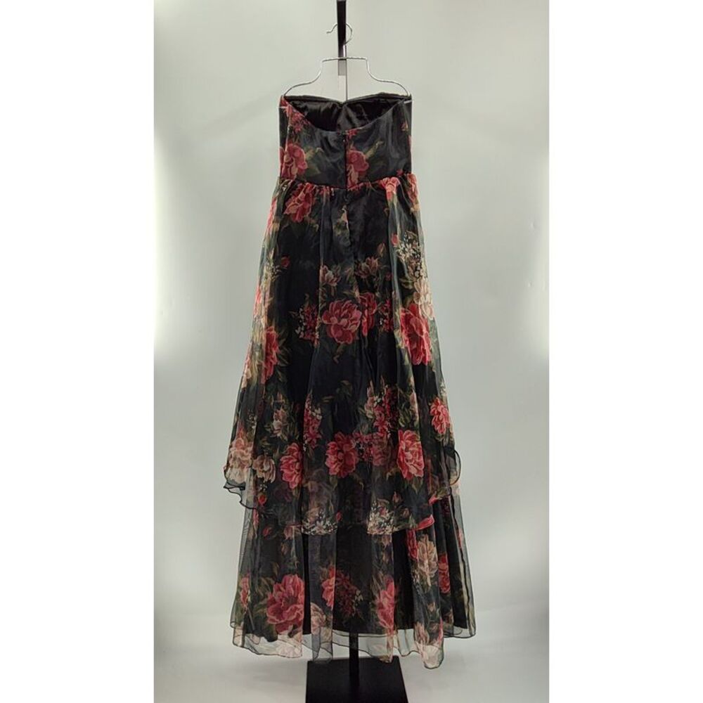Lulu's Black Strapless Floral Evening Gown - Picture 3 of 3